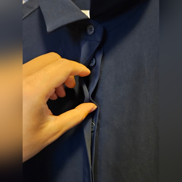 MM6 Maison Martin Margiela  Blue Cape-effect  Shirt mini dress Navy - Picture 10 of 14